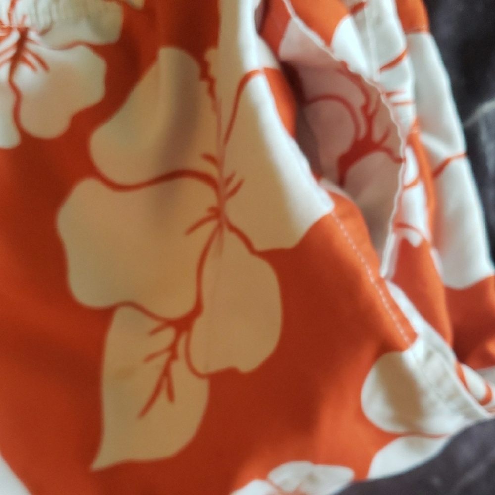 Sonoma Vibrant Orange Swim Trunks Hawaiian Orange Floral Flowers Excellent Large - Picture 10 of 15